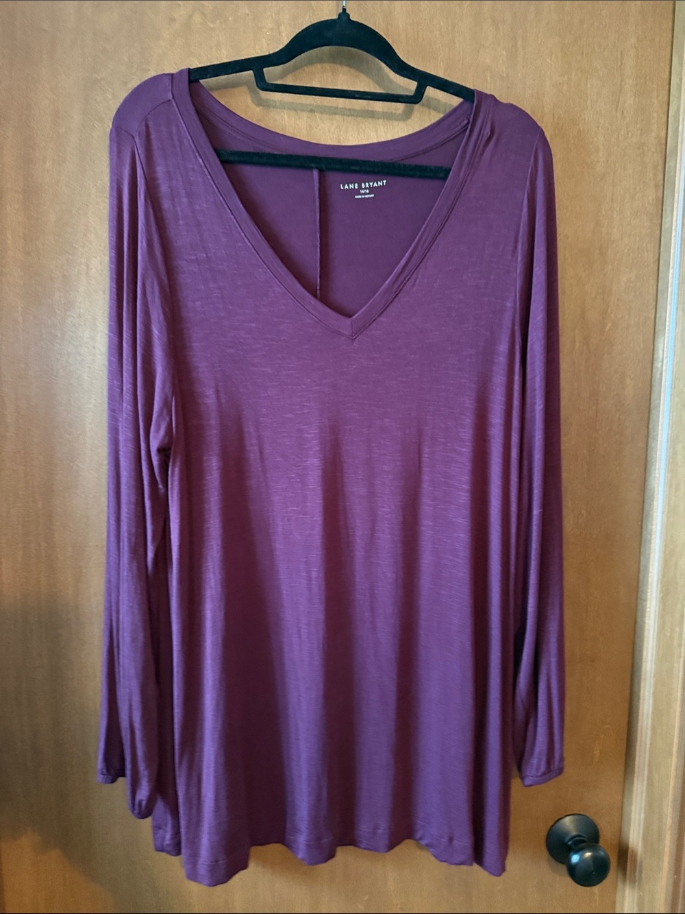 NWOT Lane Bryant Plum V-Neck Long Sleeve Top